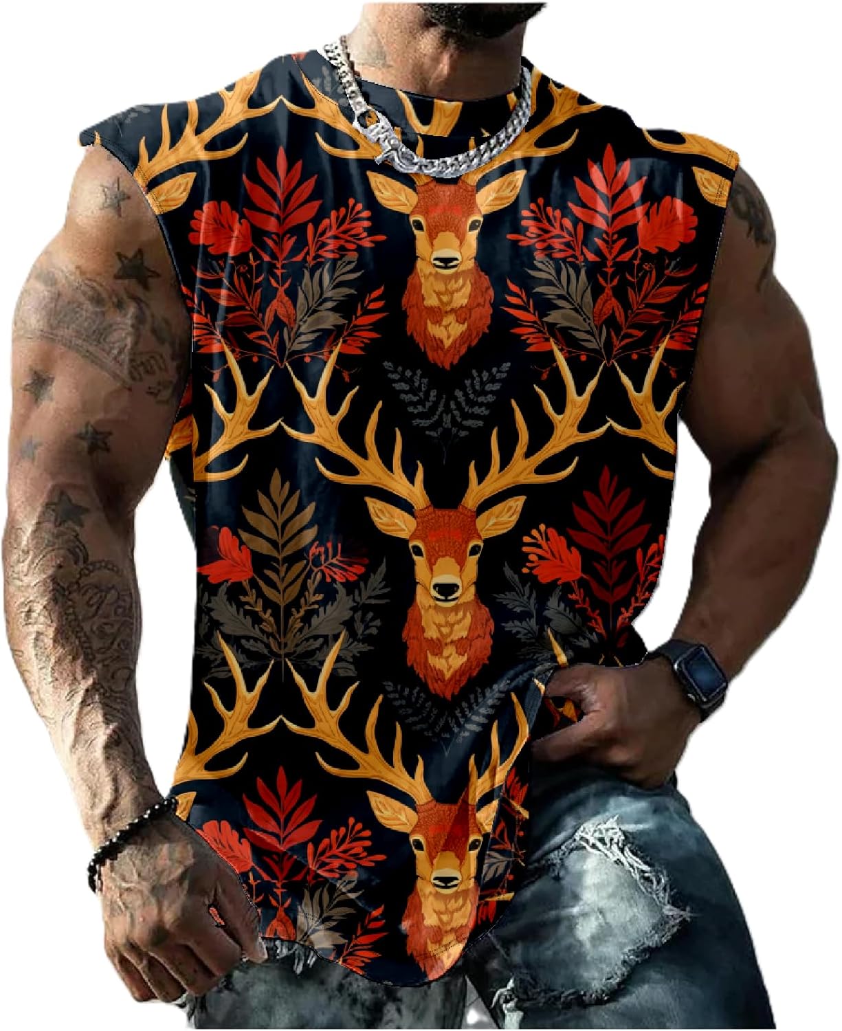 Mens Graphic Tank Top Camo Print 3D Pattern Sleeveless Shirts Casual Vintage Retro Tshirts Muscle Workout Tee Tops