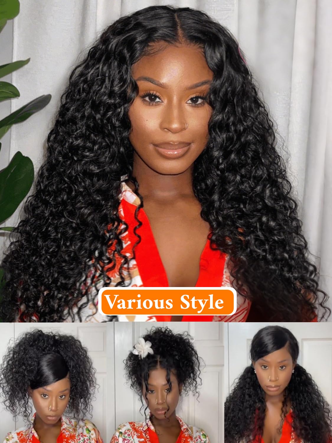 Julia Hair Mixed Curls Water Wave and Jerry Curly Glueless Drawstring Wig Human Hair 7x5 HD Lace Closure Wigs Pre Plucked Bleached Knots Pre Cut Lace Natural Ready to Go Beginner Friendly 20 Inch