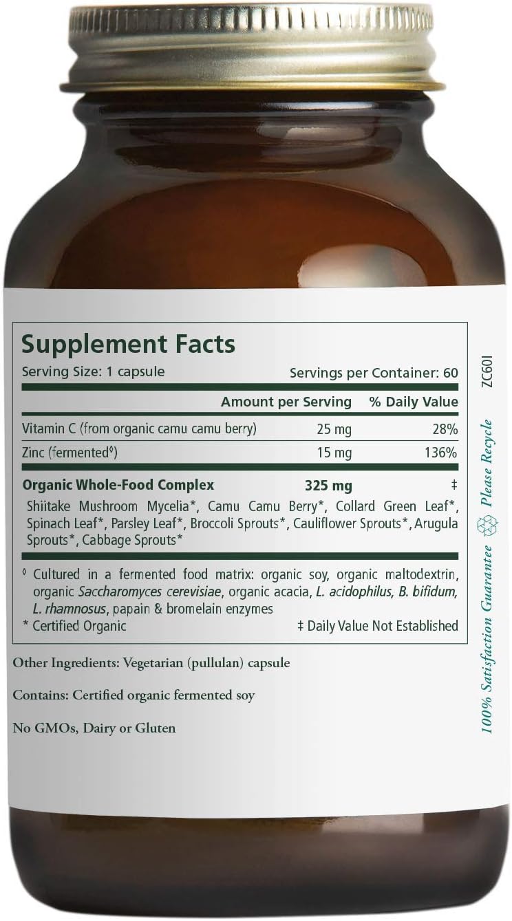 Pure Synergy Zinc Complex | 60 Capsules | Zinc Supplement Made with Organic Ingredients | Non-GMO | Vegan | Made with Organic Fruit, Vegetables, and Mushrooms : Health & Household