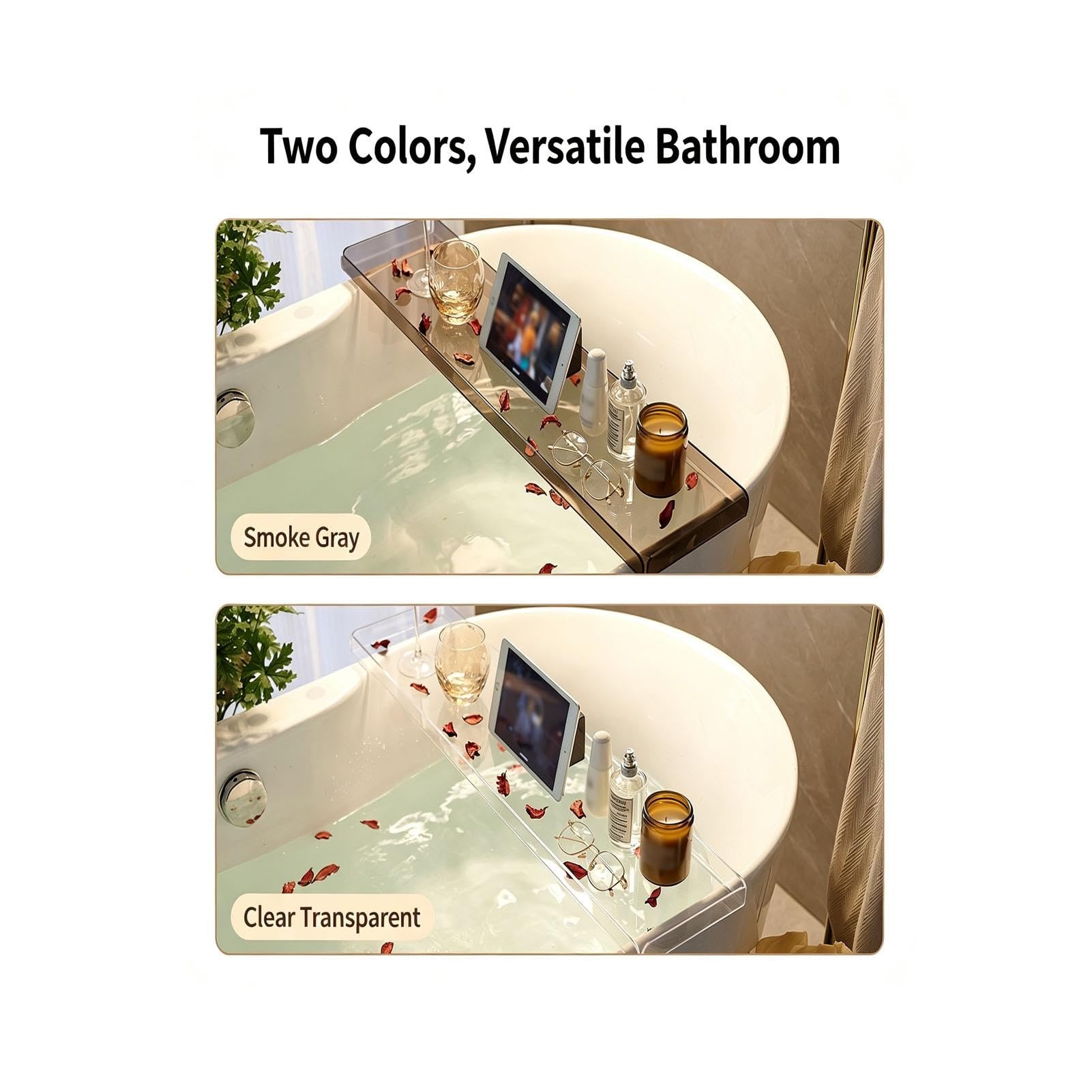 Badewannen-Tablett Acryl, Klare Badewannenablage Regal