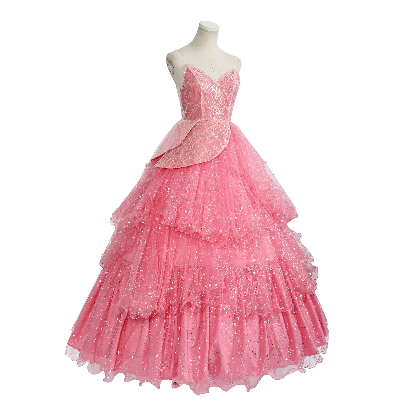 Feen-Prinzessinnenkleid für Damen, rosa glitzerndes Ballkleid mit Sternen für Halloween Cosplay Party