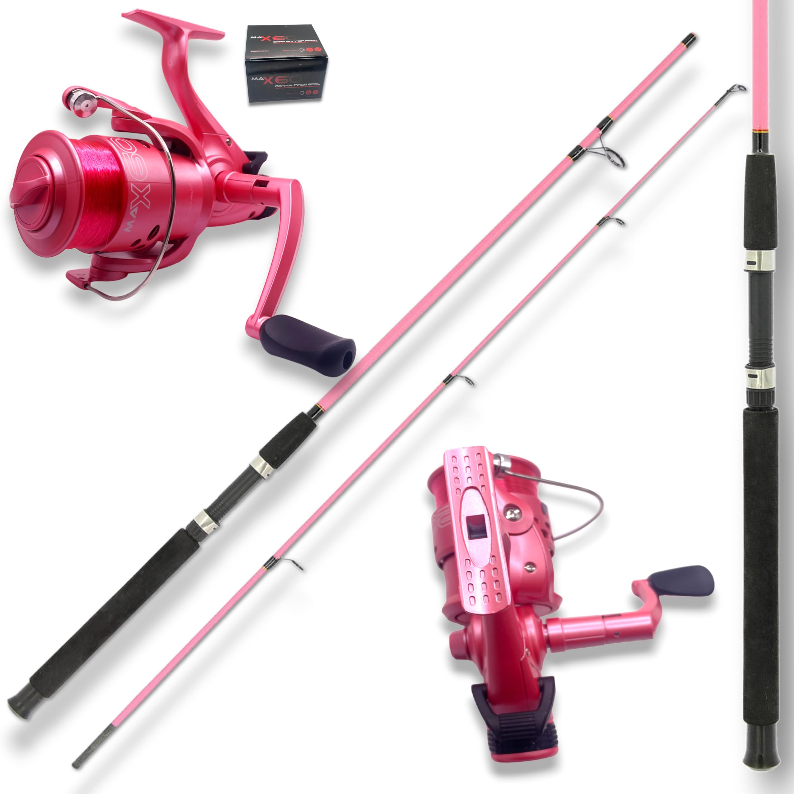 12FT 2PC CARP STALKER Pink Rod Girls Fishing Women + Max 60 Pink Reel Combo Sports & Outdoors