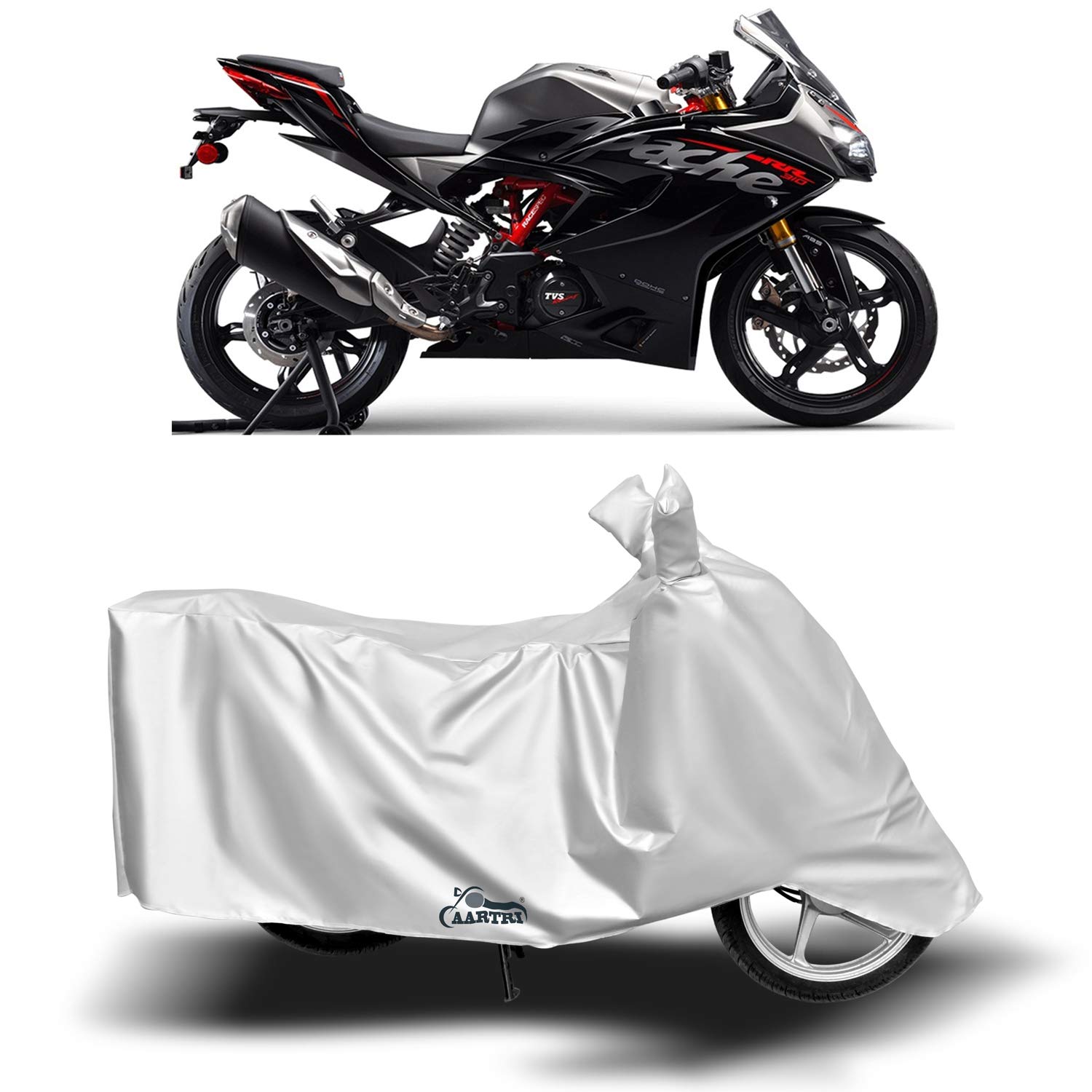 Cover Lab - TVS Apache RR310 New BS6 Water Resistant - Dust Proof - Full Bike Scooty Two Wheeler Body Cover for TVS Apache RR310 (Silver Matty)
