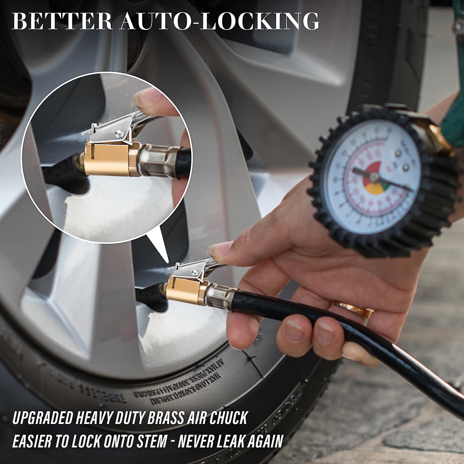 2 Tubi Gonfiaggio Per Pneumatici - 23.5 Cm E 40 Cm Con Adattatori Per Valvole Presta E Auto - Foto 3