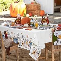 Vista 4 de Mantel de Acción de Gracias, mantel de calabaza de otoño, manteles de cosecha de girasoles de otoño, mantel impermeable a prueba de derrames