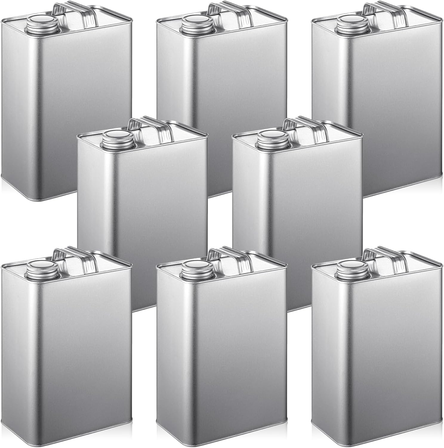 Maxdot 8 Pcs 1 Gallon F Style Metal Can Reusable Metal Can with 1.5" Opening for Chemical Reagents, Solvents, Paints, Lubricants, Secure Storage and Easy Pouring, 9.45" L x 6.57" W, Non Food Grade
