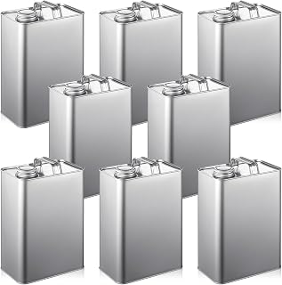 Maxdot 4 Pcs 1 Gallon F Style Metal Can Reusable Metal Can with 1.5" Opening for Chemical Reagents, Solvents, Paints, Lubricants, Secure Storage and Easy Pouring, 9.45" L x 6.57" W, Non Food Grade