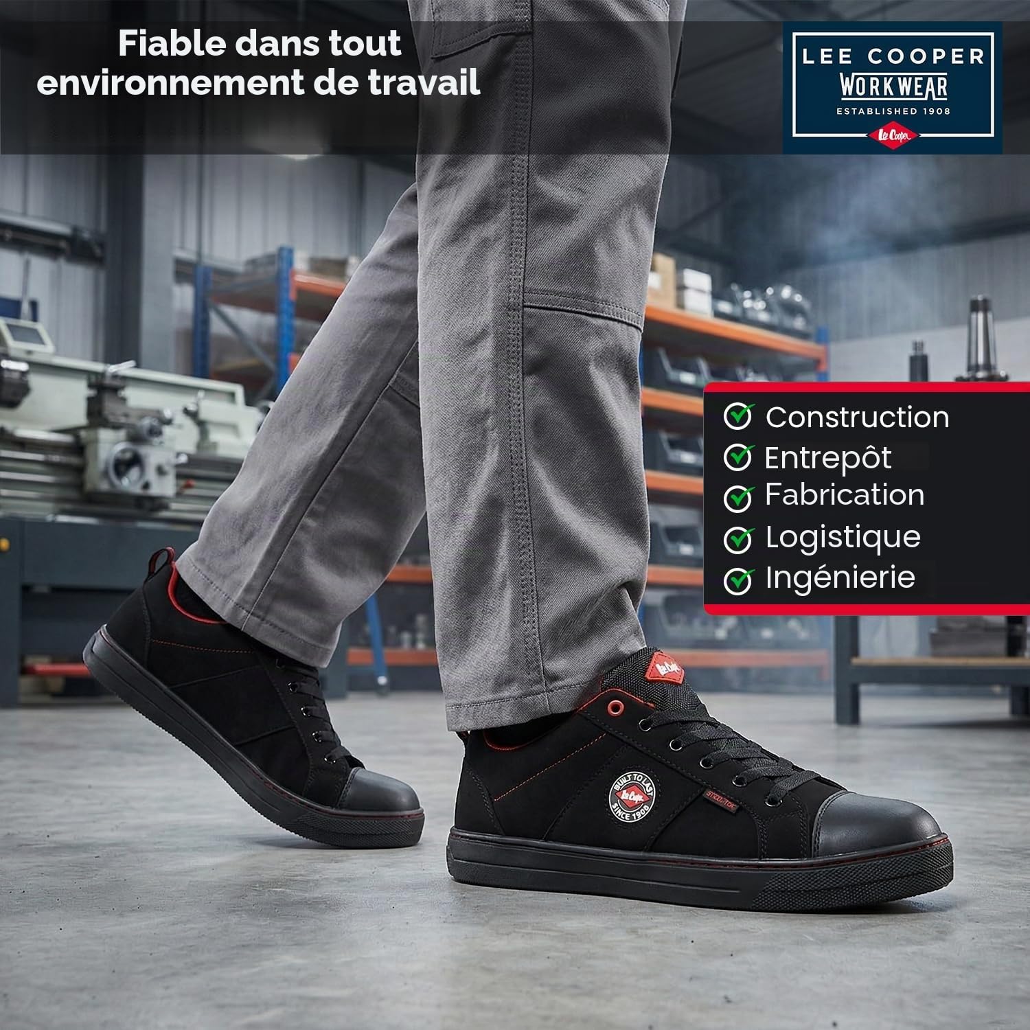 Lee Cooper LCSHOE054 Workwear SB/SRA, Botte de Baseball rétro, Botte de sécurité Unisexe au Design Moderne, Chaussure de sécurité pour Le Travail