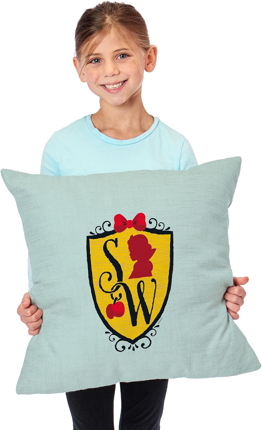 Ashford Textiles Disney Snow White Logo Printed Throw Pillow, Soft Princess Snuggle Pillow, 18 x 18 inches