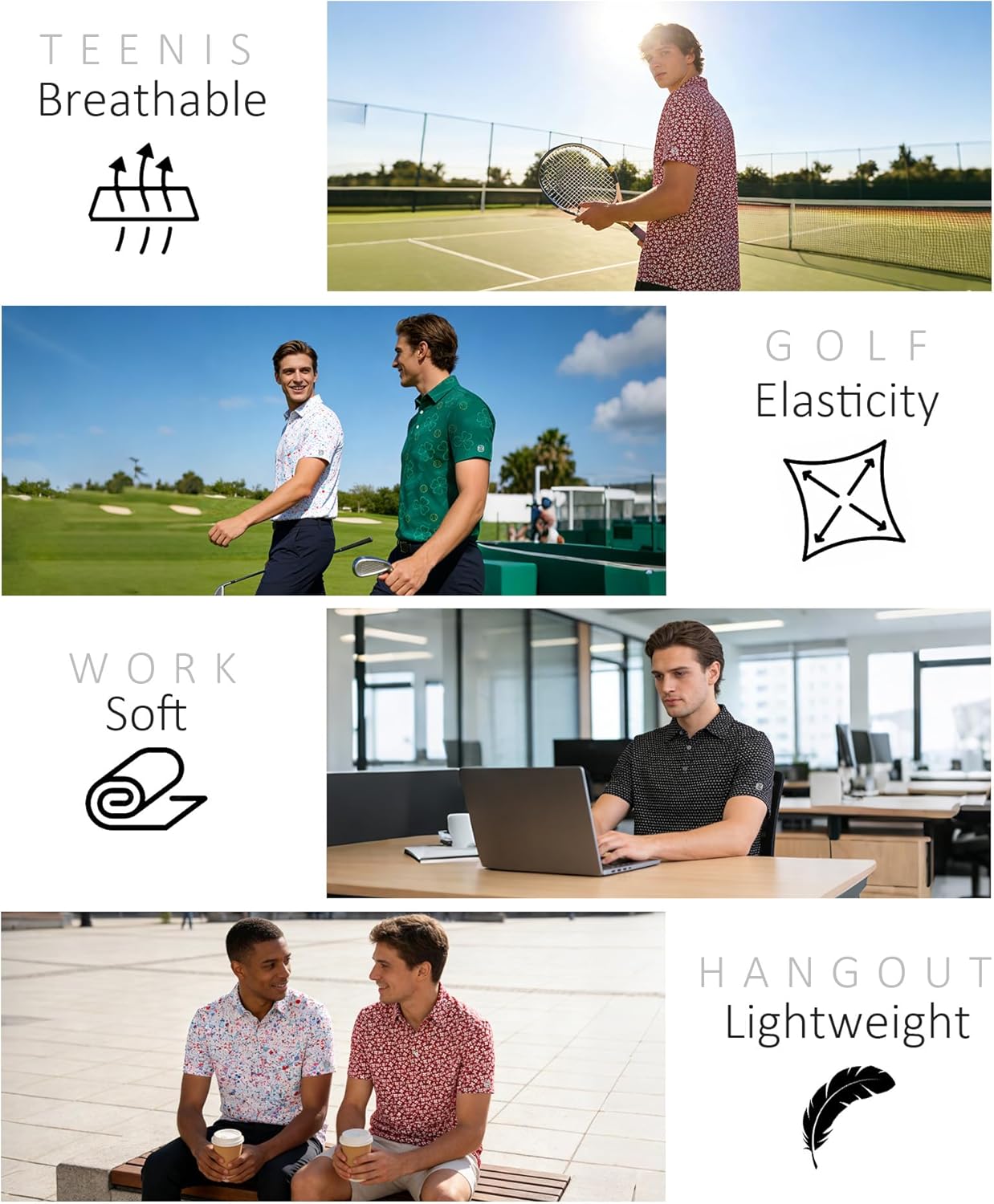 ZITY Select Mens Golf Polo Shirts 50+ UPF Short Sleeve Quick-Dry Performance Print Golf Shirt