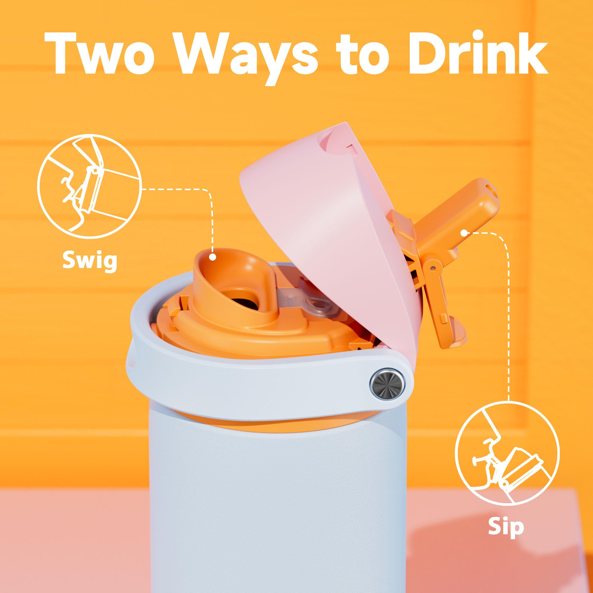710ml Stainless Steel Water Bottle: Meoky Insulated Water Bottle with 2-in-1 Lid, Leak Proof, Cold for 24 Hours - Image 4