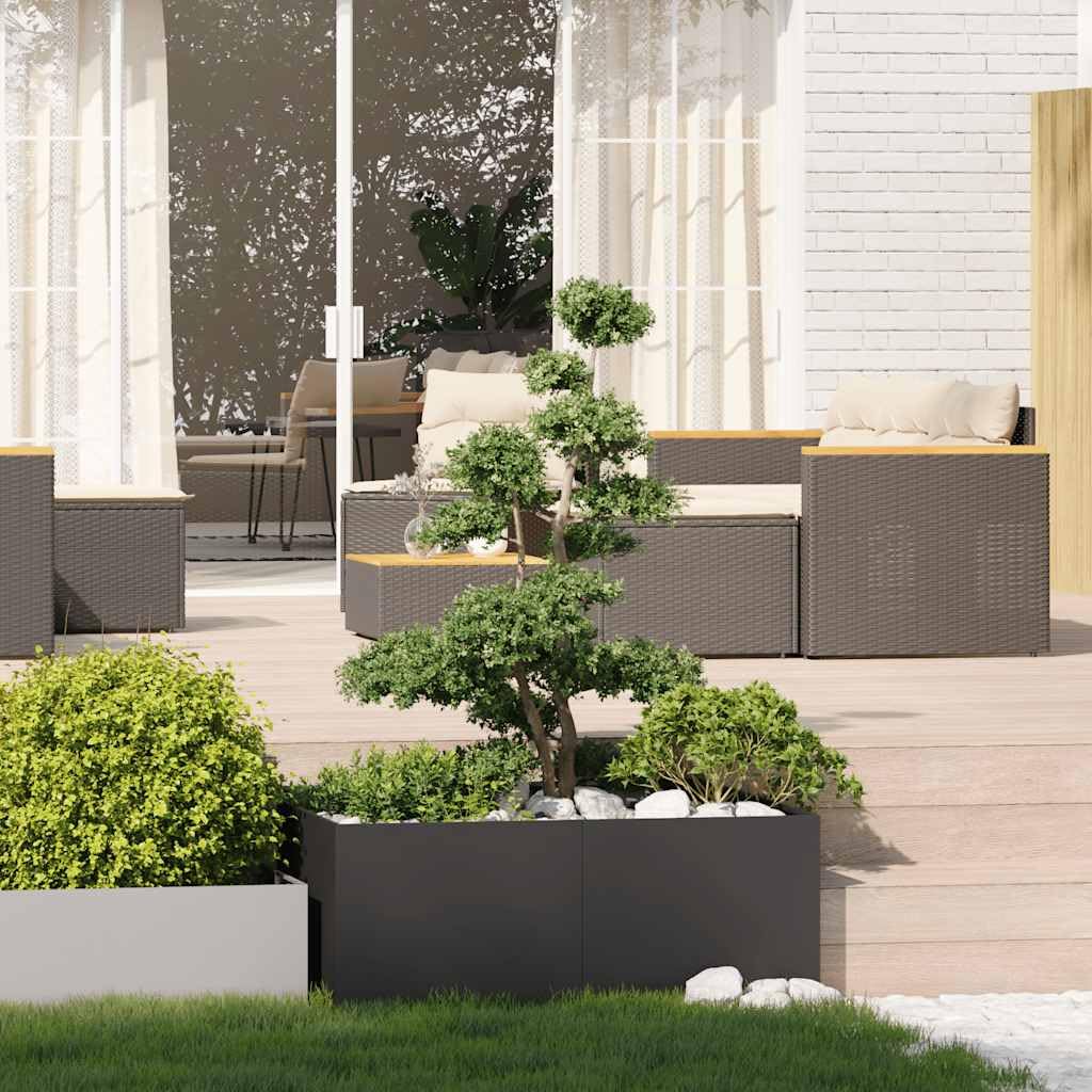 Hochbeet 100x100x40 cm Schwarz aus Kaltgewalztem Stahl, Modernes Design mit Offenem Boden für Garten Balkon und Terrasse, Großes Pflanzkübel für Gemüse und Kräuter