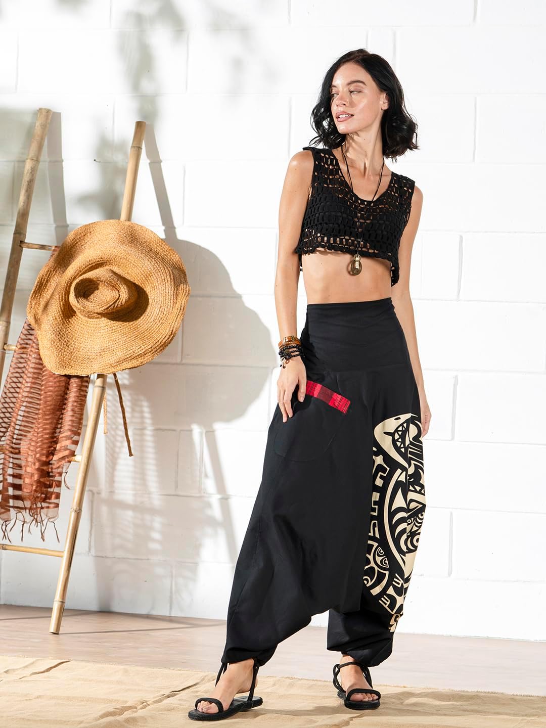 The Veshti Company Women's Printed Summer Harem Pants, Cotton Boho Hippie Casusal Oversized Palazzo Pant for Women - Image 4