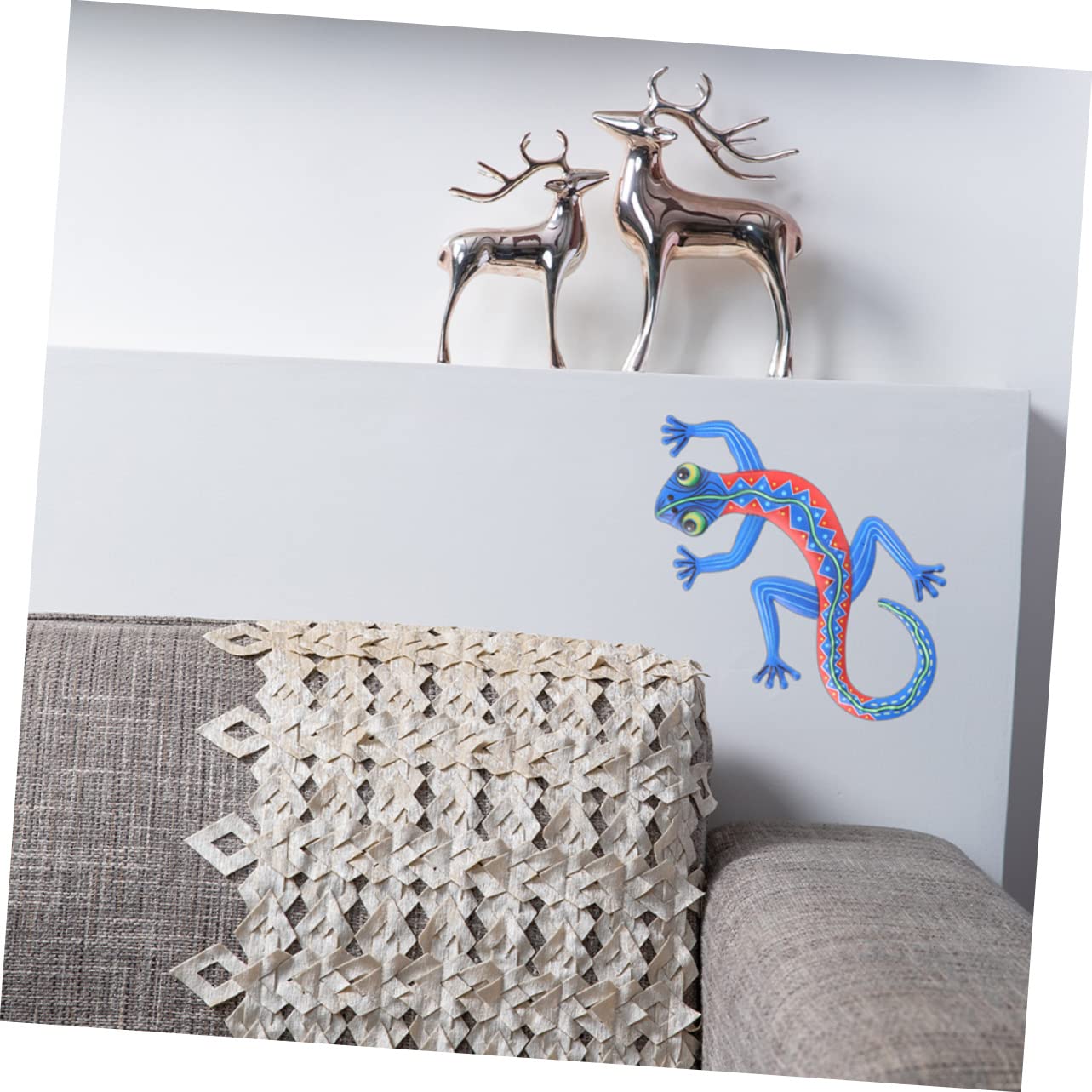 YARNOW 2er-Set Gecko-Wandfiguren Aus Metall – Garten-Deko, Tier-Skulptur Für Zaun, Terrasse Oder Wand (31 X 15 Cm)