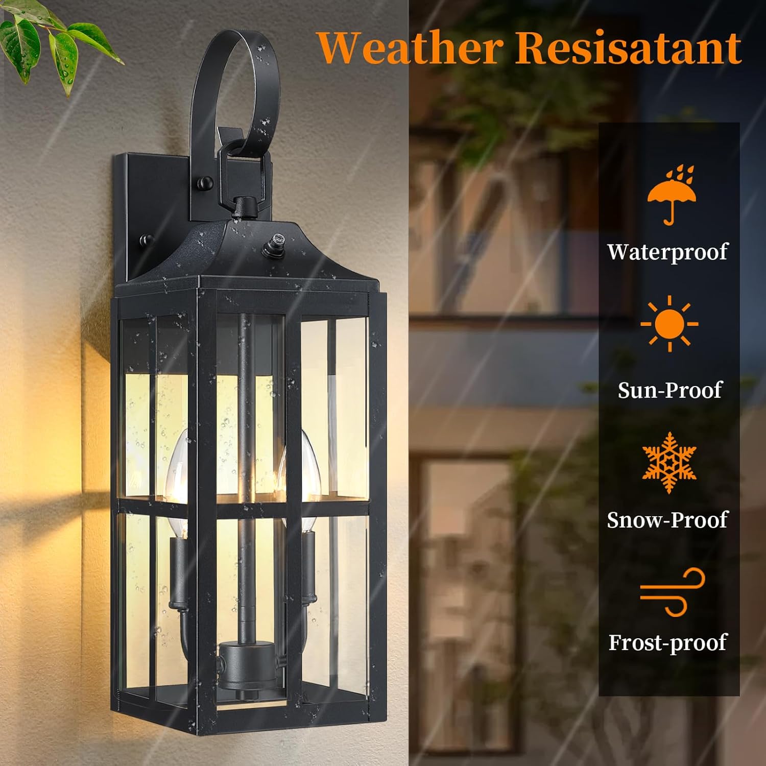 Bdrofn 19" Large Outside Modern Wall Sconce Light Fixture Dusk to Dawn, Industrial Porch Light Wall Mount with Glass, Waterproof Farmhouse Exterior Lamp Lighting Bulbs Included