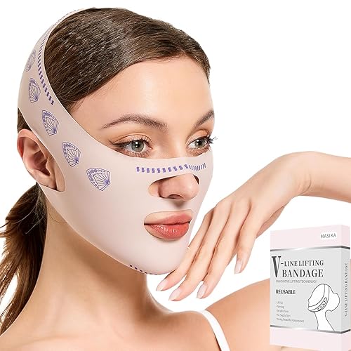 Miniatura 11 de MASIKA Correa de barbilla para dormir, máscara de línea en V, barbilla de elevación de línea en V, ejercitador de mandíbula, correa facial