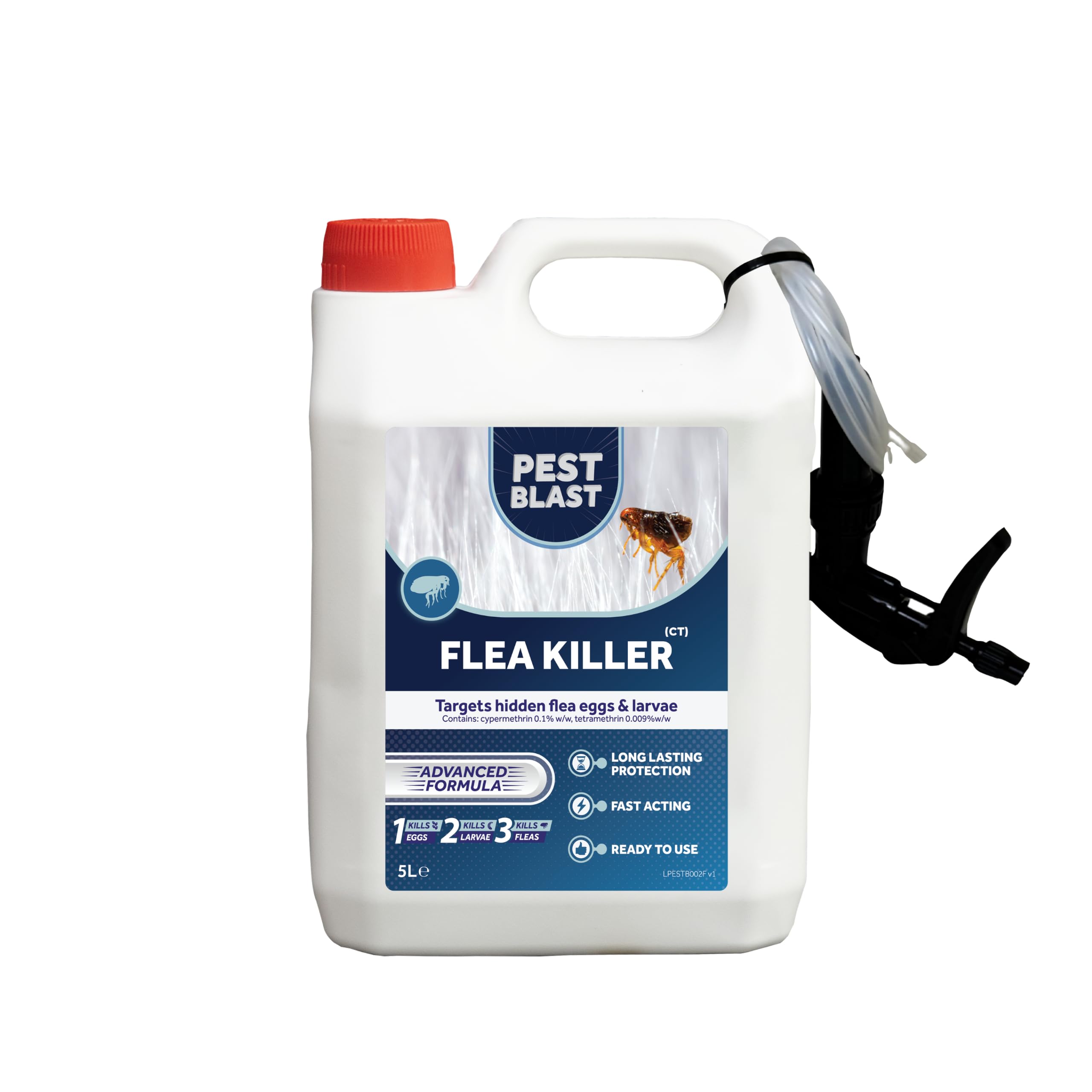 Pest Blast Flea Killer Spray for Home, Carpets, Furniture & Pet Resting Areas - Ready to Use Indoor Insecticide for Fleas, Eggs & Larvae 5L