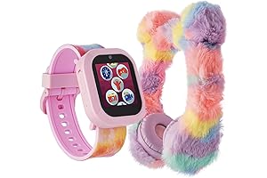 iTech Jr Kids Fuzzy Pastel Pom Balls Smartwatch with Bluetooth Headphones