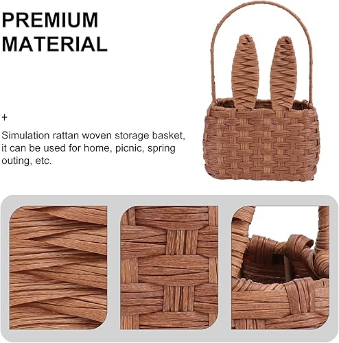 Miniatura 5 de Cabilock Cesta de compras con orejas de conejo, decoración rústica, cesta de clasificación para decoración del hogar, decoración de boda, decoración