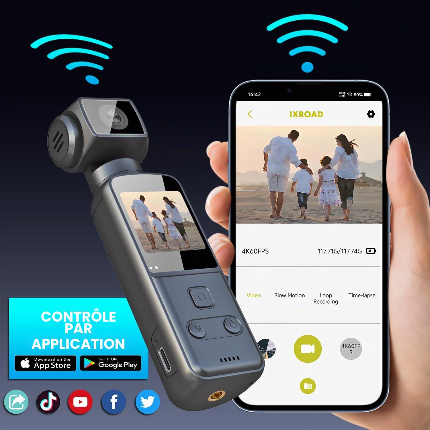Camera Pieton Corporelle 5K avec Objectif Rotatif 270°, Camera Vlog POV Portable avec Clip pour Vélo, Sport, Voyage et Quotidien, Micro Externe, Carte Mémoire 64 Go et Boîtier Étanche Fournis