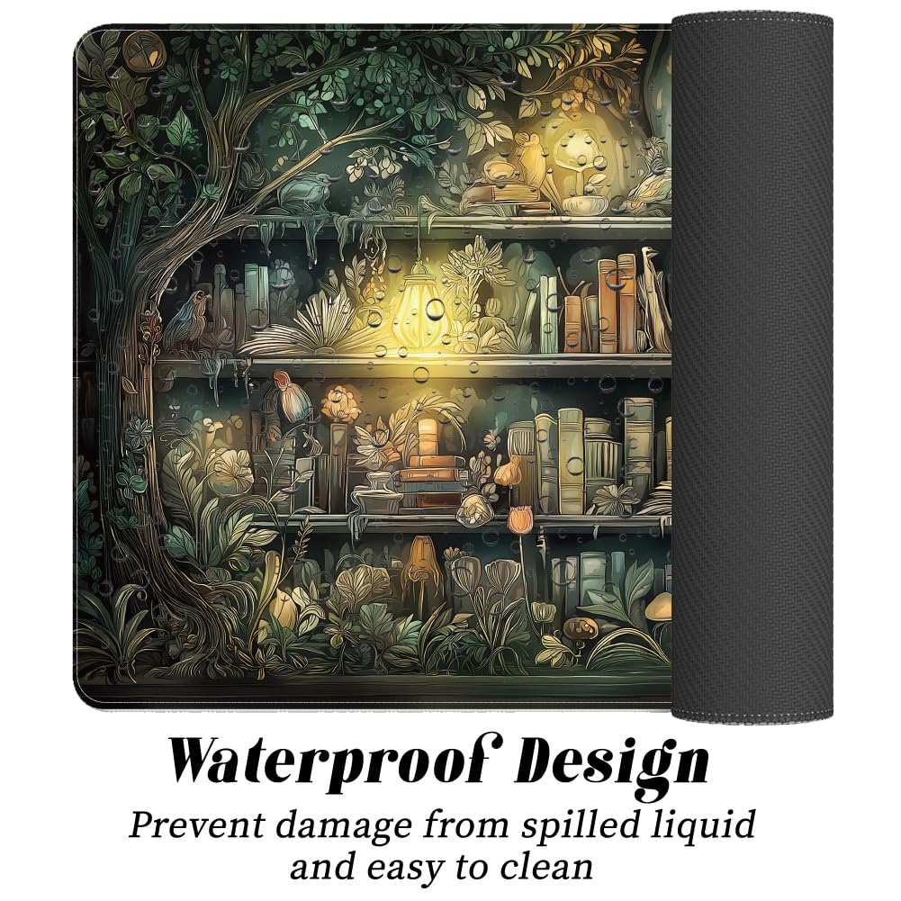 WEBEEDY Regale Schreibtischunterlage Großes Bücherregal-Design Büro-Schreibtischunterlage Rutschfeste Gummibasis Gaming-Mauspad mit Genähten Kanten, Große Computertastaturmatte 80x40cm