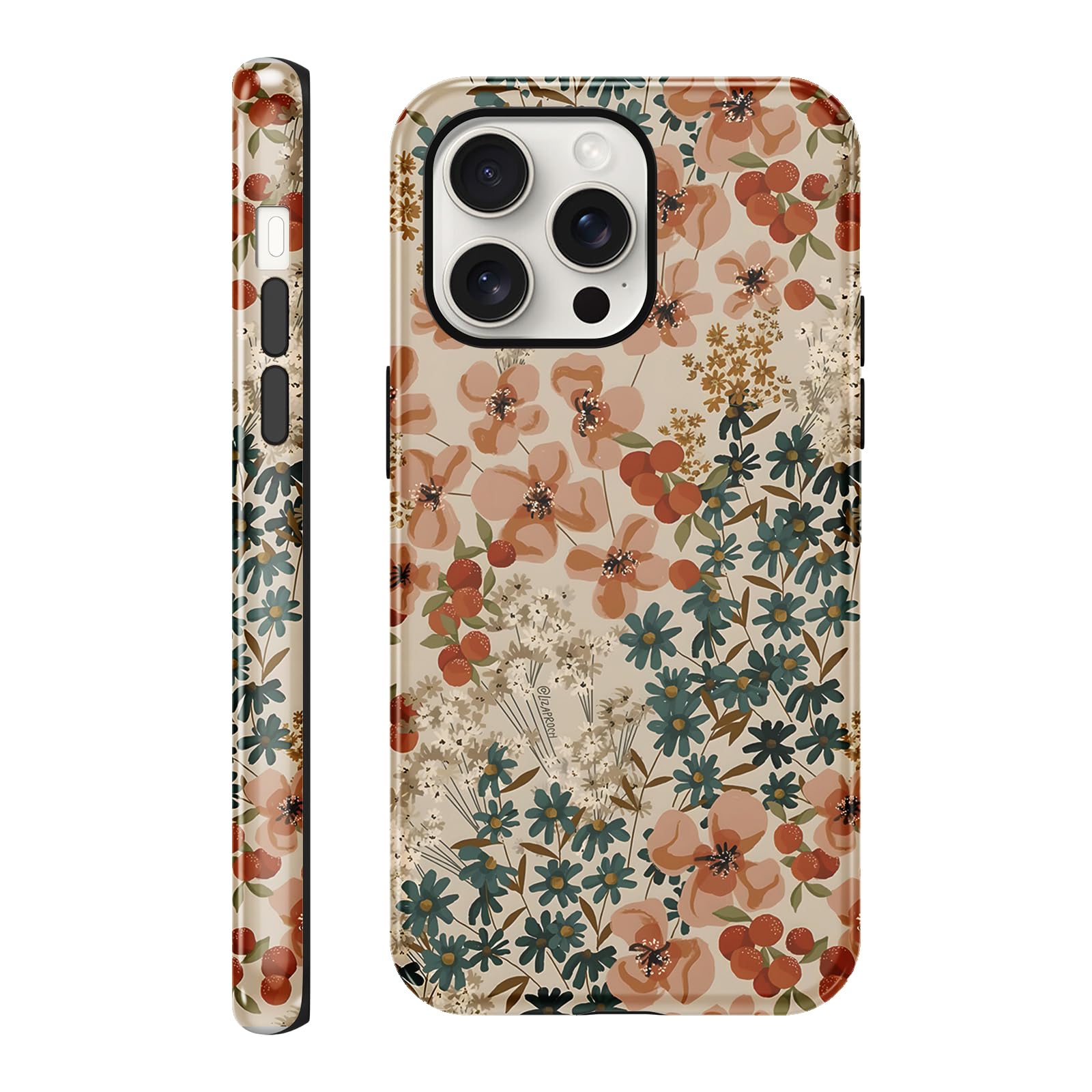 Funda Para IPhone 15 6,1 – Carcasa De Silicona Con Diseño Collage Floral Colorido, Brillante, Antigolpes Y Súper Cute Para Mujer O Niña