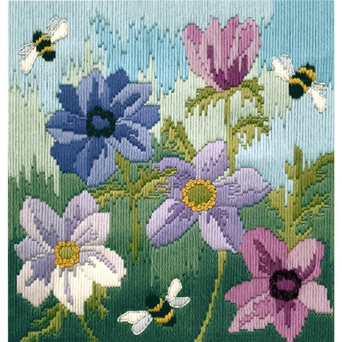 Woollen Long Stitch Kit - Anemones