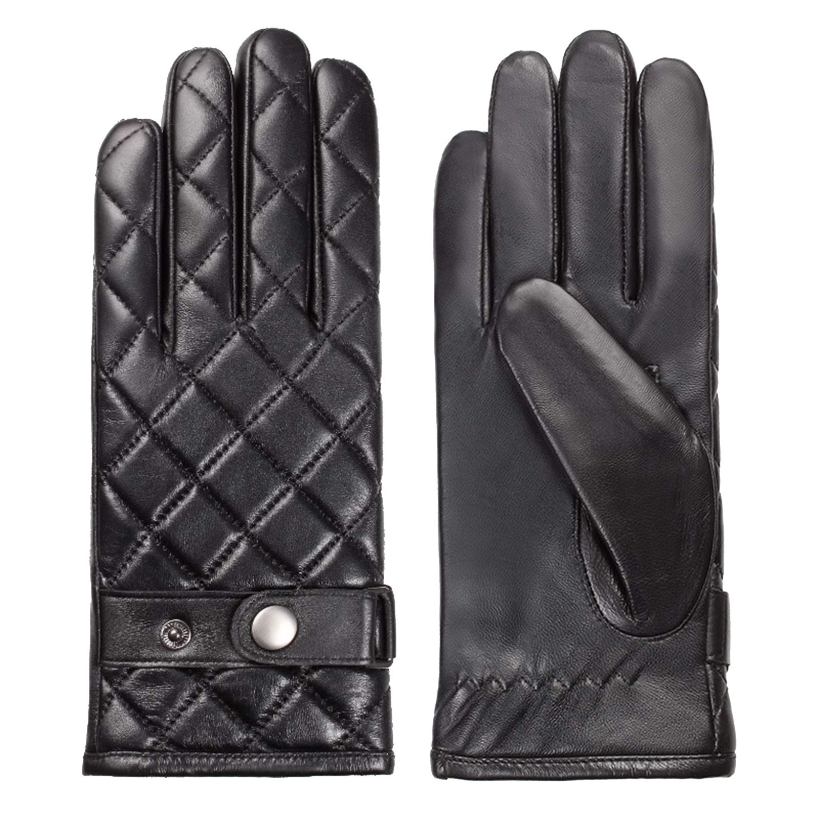 Axdwfd Guanti degli Uomini di Inverno, Touch Screen Gloves All'aperto Antivento di Guida, con Fodera in Pile (Color : Black, Size : S)