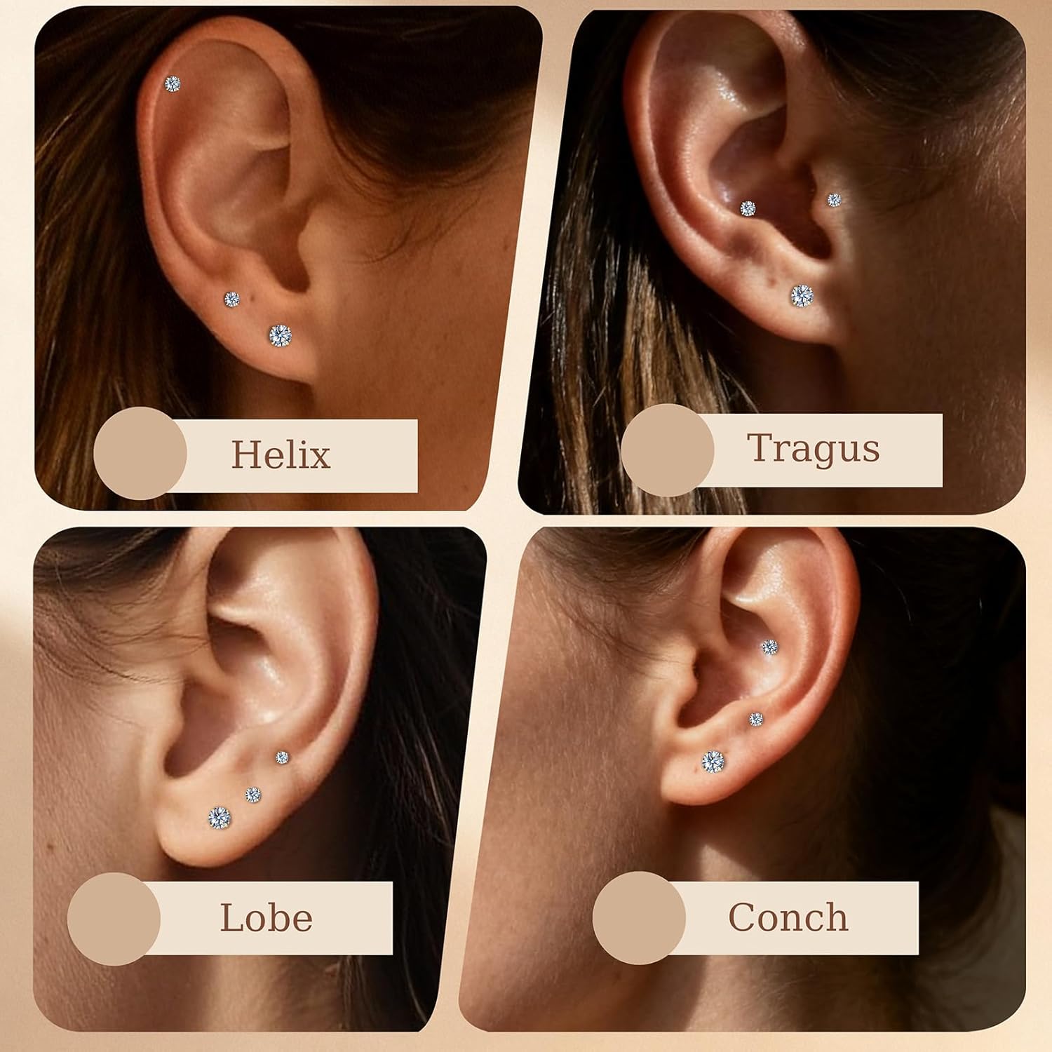 Limerencia Moissanite Stud Earrings, 3 Pairs Titanium Screw Back Earring, D Color VVS1 Clarity Lab-created Moissanite Earrings, Hypoallergenic G23 Pure Titanium for Women Men Sensitive Ears - Image 5