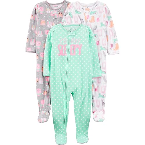 Simple Joys by Carter's girls Loose-Fit Flame Resistant Fleece Footed Pajamas