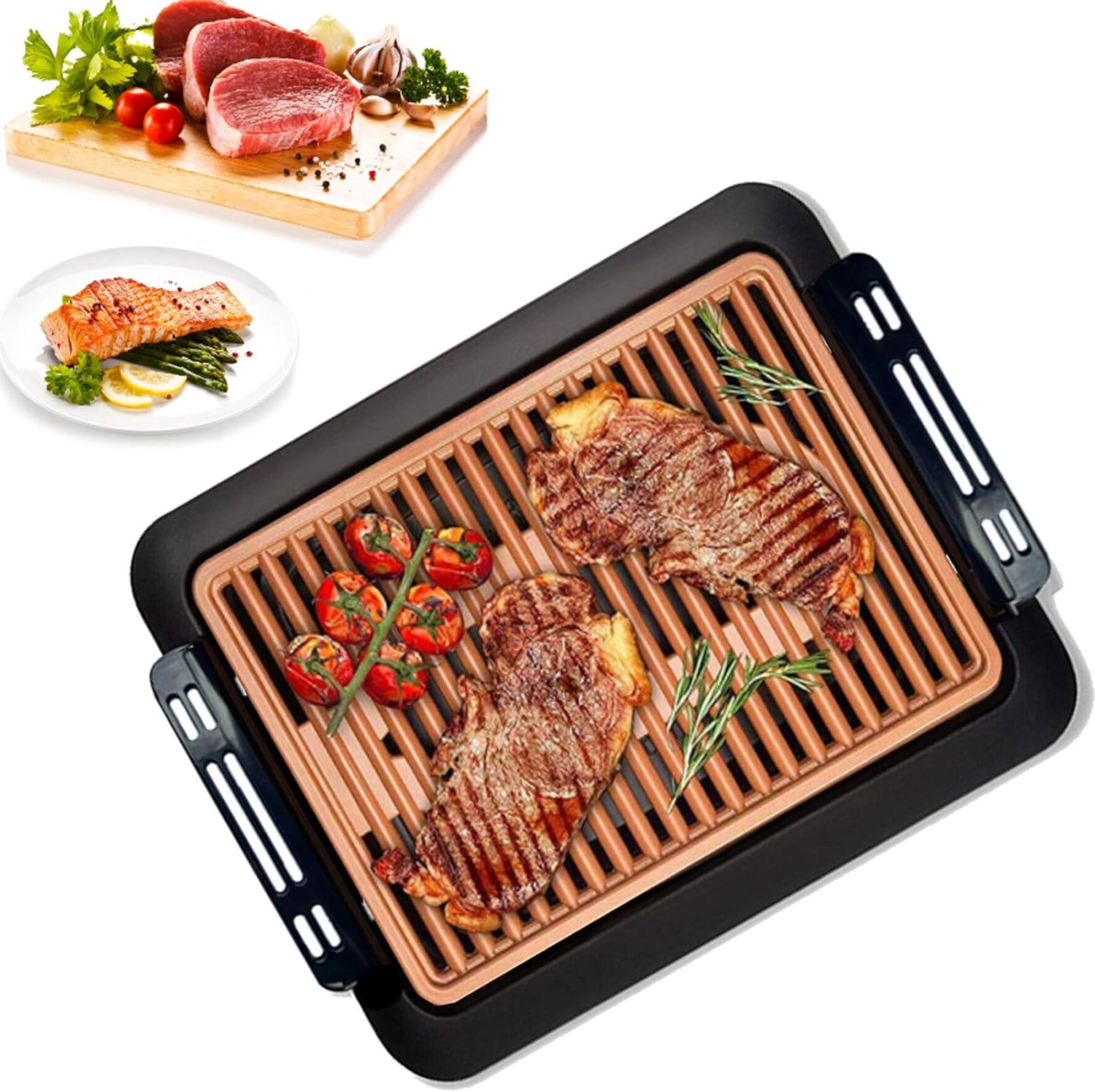 Smokeless Indoor Tabletop Grill 13 x 10 Inch Nonstick Flat