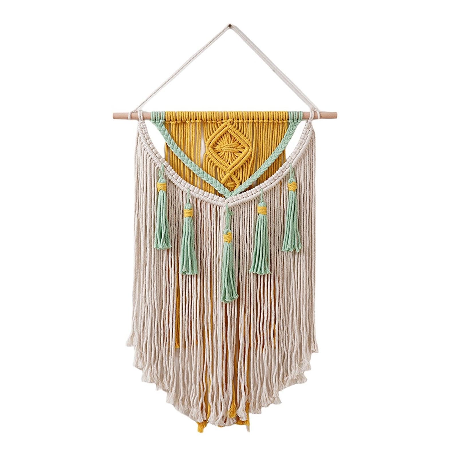 Tsophreniq Macrames Wall Hangings Woven Cotton Rope Tassels Aesthetic Wall Tapestrys Backdrops Bedroom Home Decorations Macrames Hanings Decorations