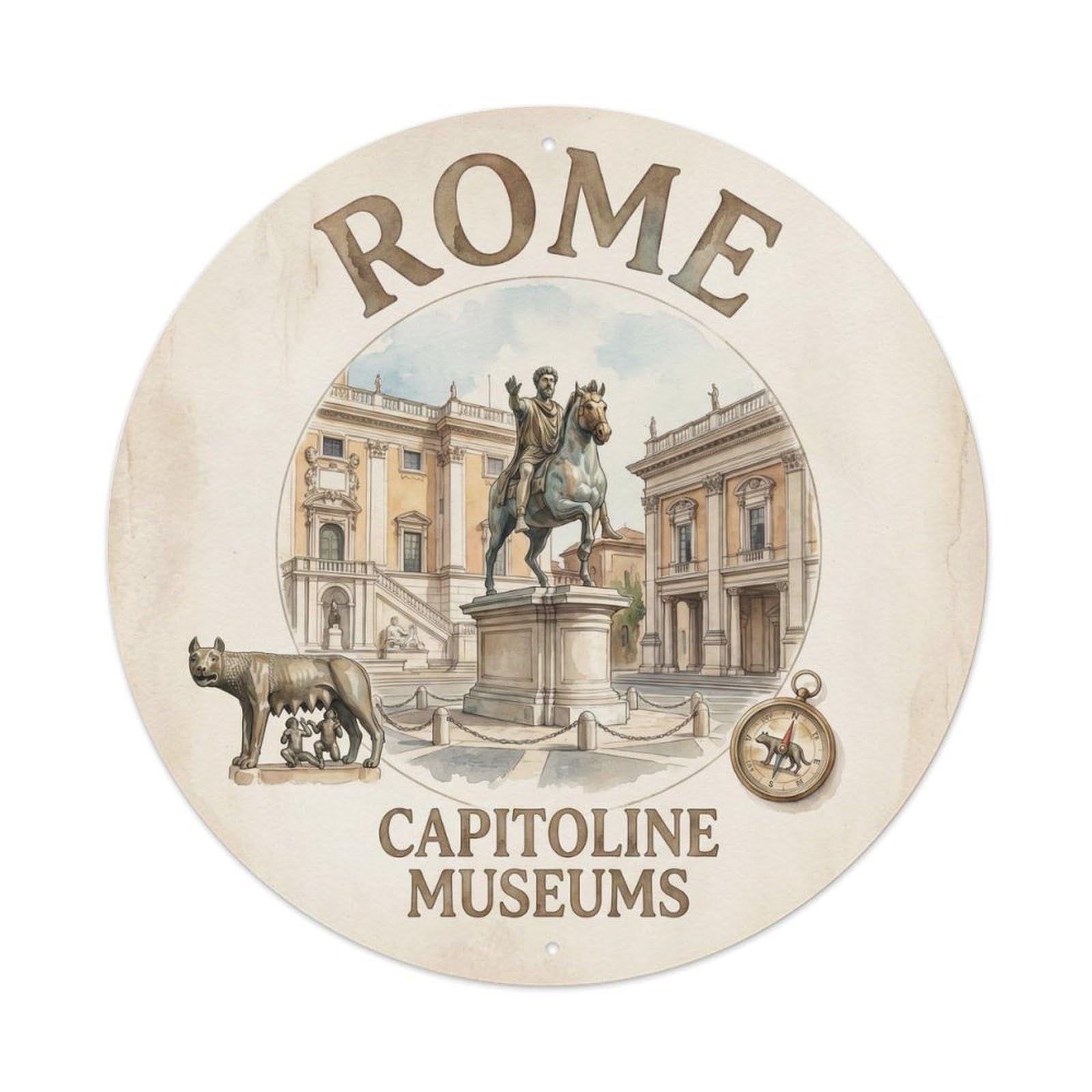 Classic Rome Italy Capitoline Landmark Travel Metal Tin Sign
