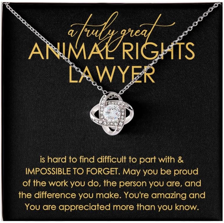 Animal Rights Lawyer Necklace Message Card Box Love Knot Standard - Hard To Find Difficult To Part - Appreciation Veterinarian Groomer Pet Care