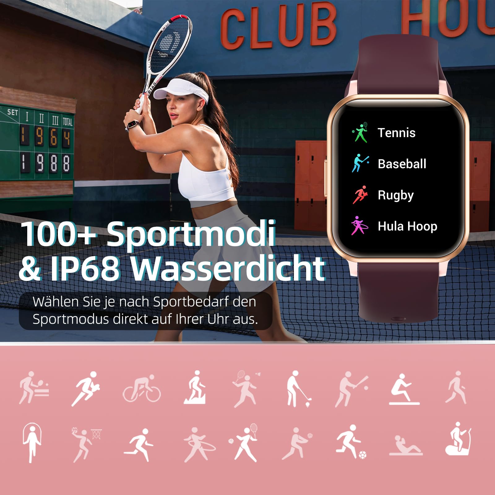 Gardien Smartwatch Damen Herren mit Telefonfunktion, 1.83’’ Fitness Armbanduhr Fitnessuhr Smart Watch Uhr mit 100+ Sportmodi Pulsuhr SpO2-Monitor Schlafmonitor Schrittzähler Stoppuhr für iOS Android