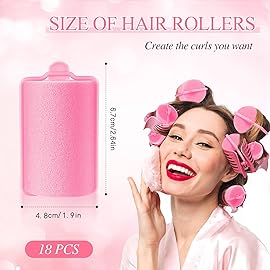 Geyoga 18 Pieces Sponge Hair Rollers Large Soft Foam Hair Styling Curlers Large Size Hairdressing Curlers for Women(Pink,1.9 x 2.6 Inches)