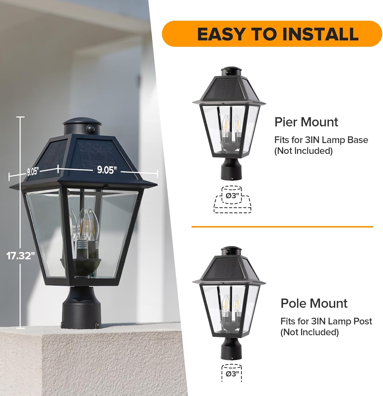 LUTEC Outdoor Solar Lamp Post Light with Motion Sensor, Dusk to Dawn Waterproof Pole Light Head with Three Modes, Exterior Black Solar Powered Fence Post Light Fixtures for Outside LUTEC Outdoor Solar Lamp Post Light with Motion Sensor, Dusk to Dawn Waterproof Pole Light Head with Three Modes, Exterior Black Solar Powered Fence Post Light Fixtures for Outside