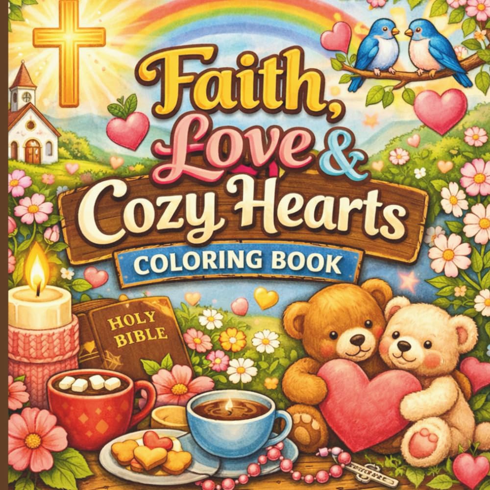 Faith, Love & Cozy Hearts: A Hygge-Inspired Christian Valentine’s Coloring Book with Cuddly Animals, Love Notes, and Peaceful Designs