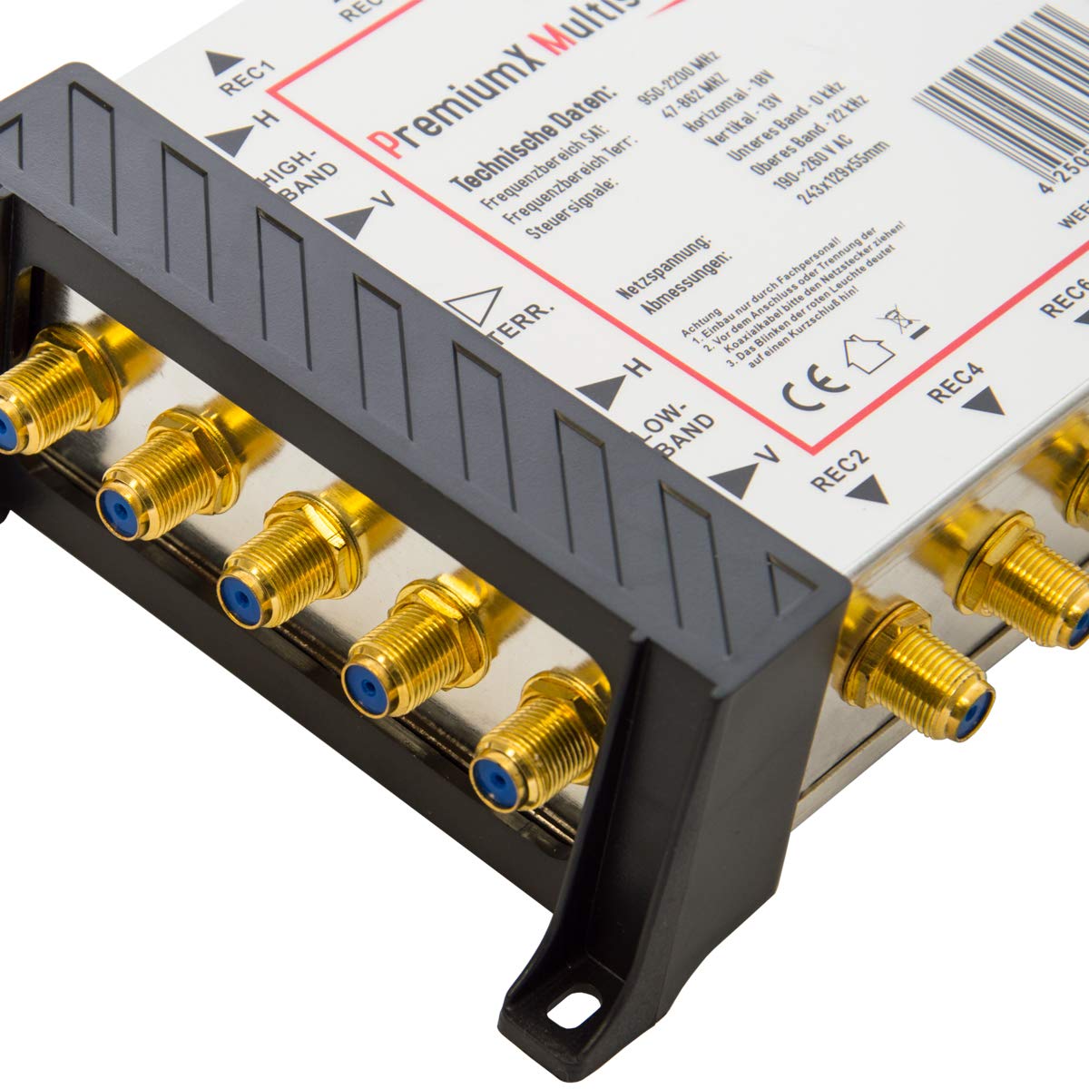 Premium X Satelliten-Komplettanlage 80cm Satellitenschüssel Multischalter 5-8 Multiswitch Quattro LNB 24x Stecker SAT 8 Teilnehmer