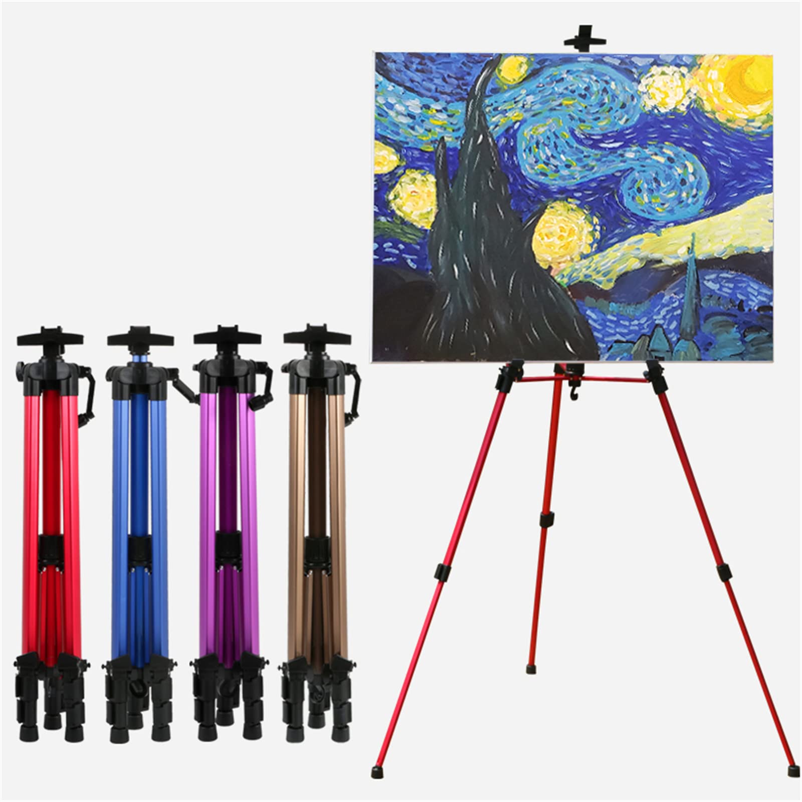 Caballetes, caballete de arte portátil, caballete de pintura con bolsa para artista, trípode plegable de metal para bodas, fiestas y eventos, altura ajustable, fácil de plegar (tamaño: 152 cm, color: