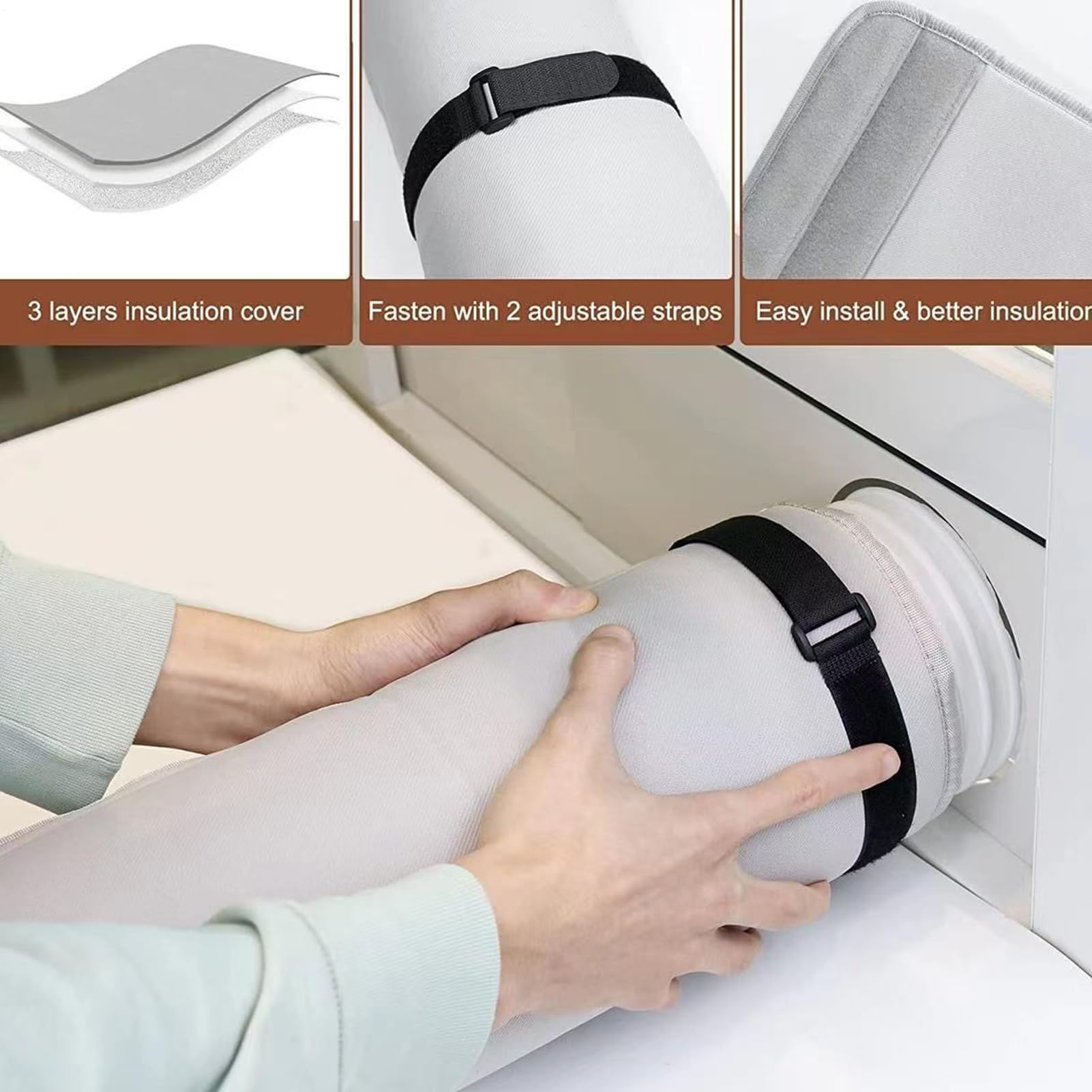 Funda Para Manguera de Aire Acondicionado Portátil | Accesorios Para Aire Acondicionado Portátil,Aislamiento Térmico Flexible Sustitución Adaptable Para Tuberías de 15 cm y 12.7 cm Diámetro