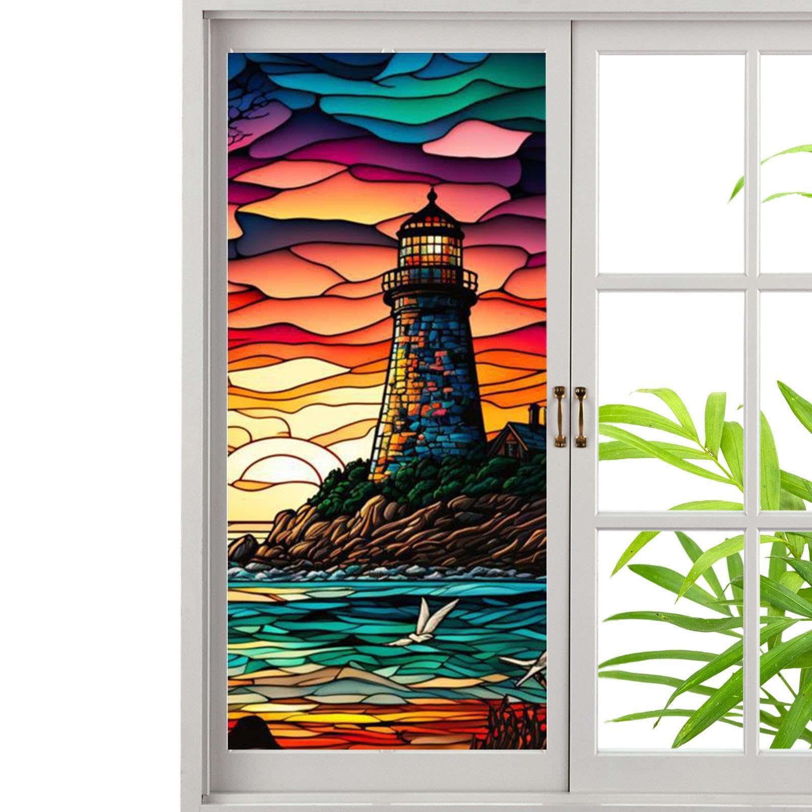 Holdes 45*100Cm Bl128 Privacy Window Film For Bathroom - Colourful Drawing Film, Privacy Sticker For, Removable Decorative Stickers, Static Glass Sticker, Non-Adhesive