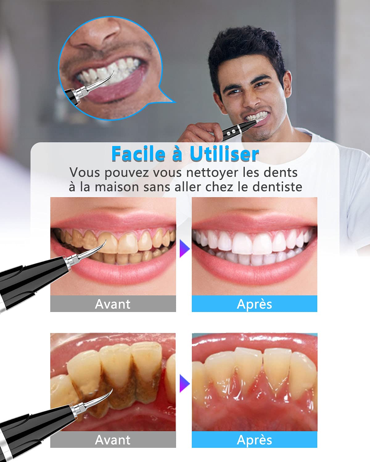 Kit de Nettoyage Dentaire | Brosse à Dents Électrique avec Hydropulseur | Pour Hygiène Buccale et Haleine Fraîche | Accessoires Inclus