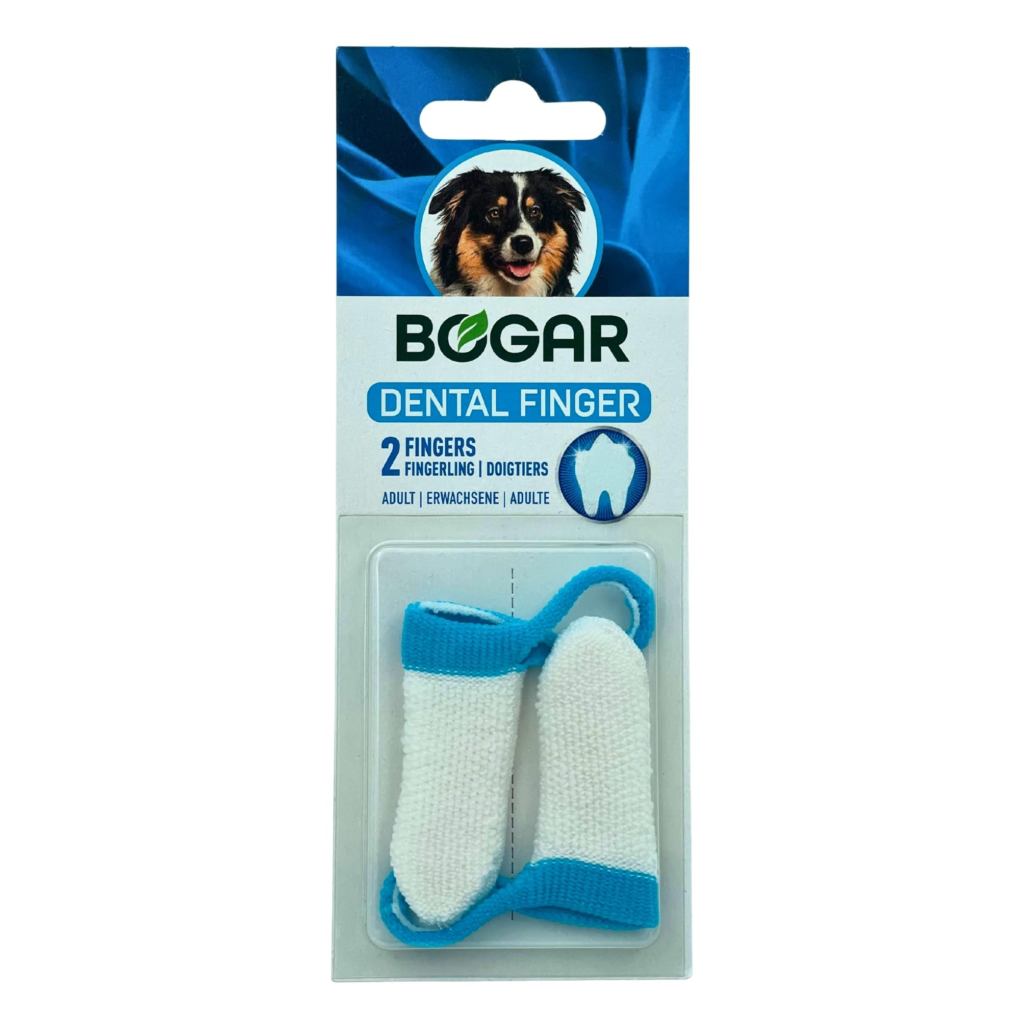 Bogadent Bogar AG Anti-Placa Dedo para cepillar Dientes de Perros Adultos, Paquete de 2.