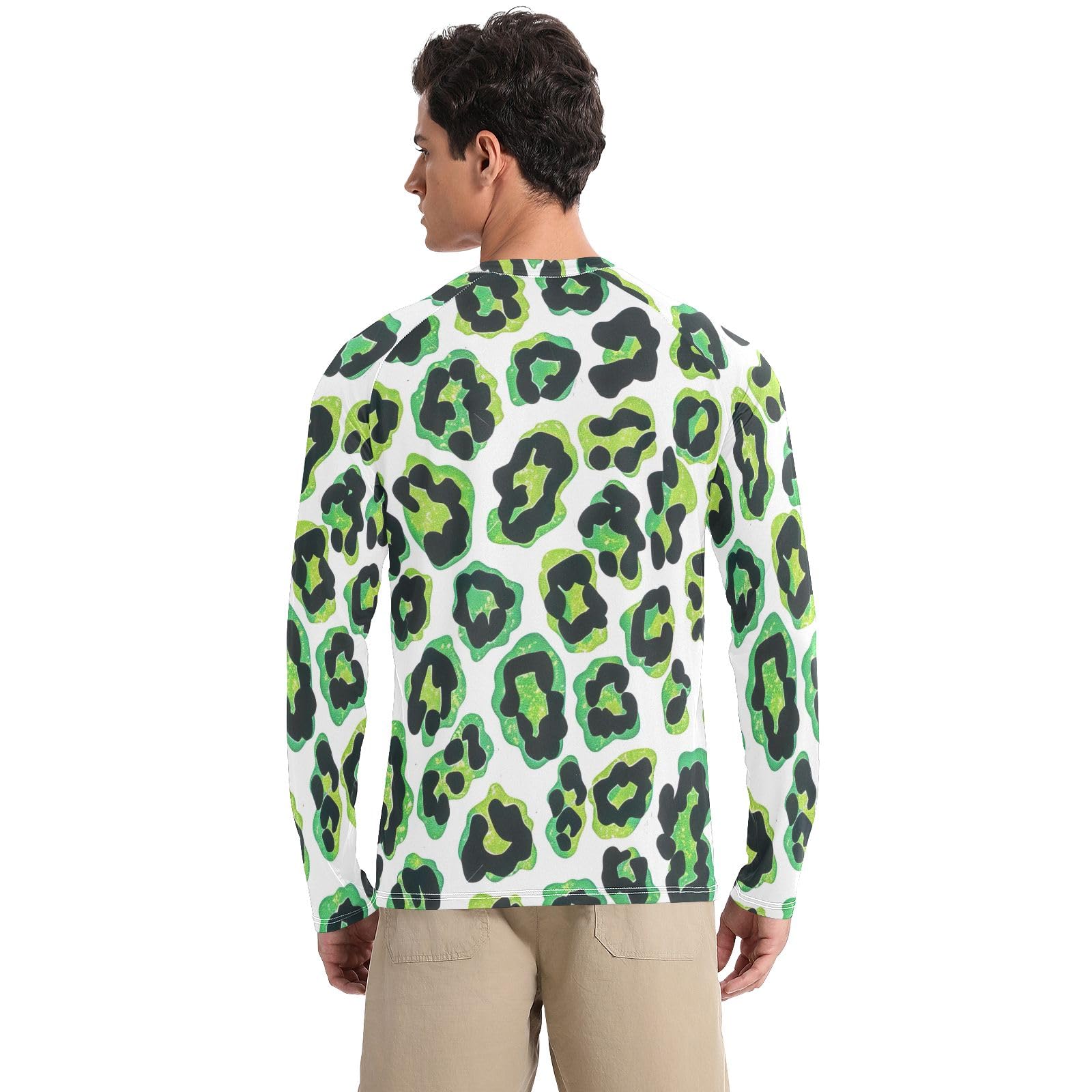 Green Black Camouflage Men Rash Guard UV Protection UPF 50+ Sun Shirts Quick Dry Long Sleeve Workout Shirts, Large
