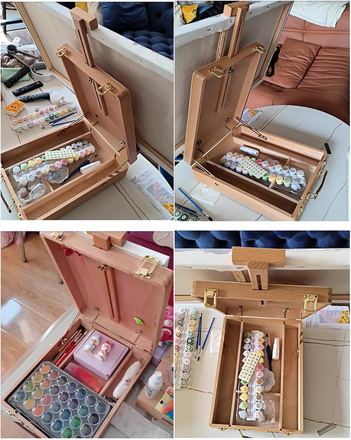Adjustable Sketching Easel Foldable Design Multiple Compartments Indoor Outdoor Wooden Sketch Box