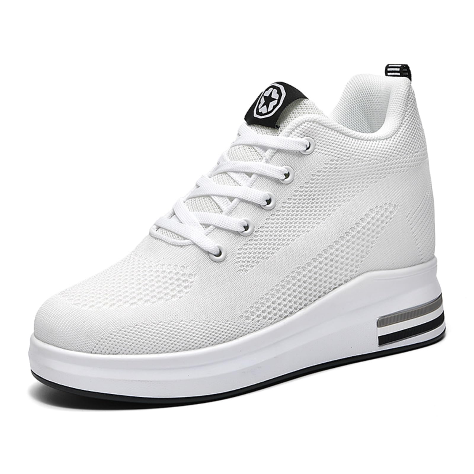 AONEGOLD Scarpe Con Zeppa Donna Sneakers Platform 9CM In Pelle Morbida Antiscivolo