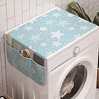 Vista 30 de Ambesonne Blue Sky Washing Machine Organizer, Irregular Unreal Cloud Silhouettes Doodle Style Dreamy Pattern, Anti-slip Fabric Cover for Washers and
