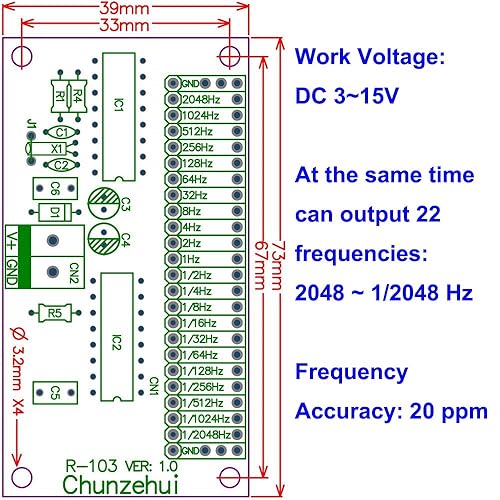 Miniatura 3 de Chunzehui 2048 Hz  000049 Hz 12048 Hz módulo oscilador cuadrado de onda extremadamente baja generador de señal de onda cuadrada Total 22 puertos de