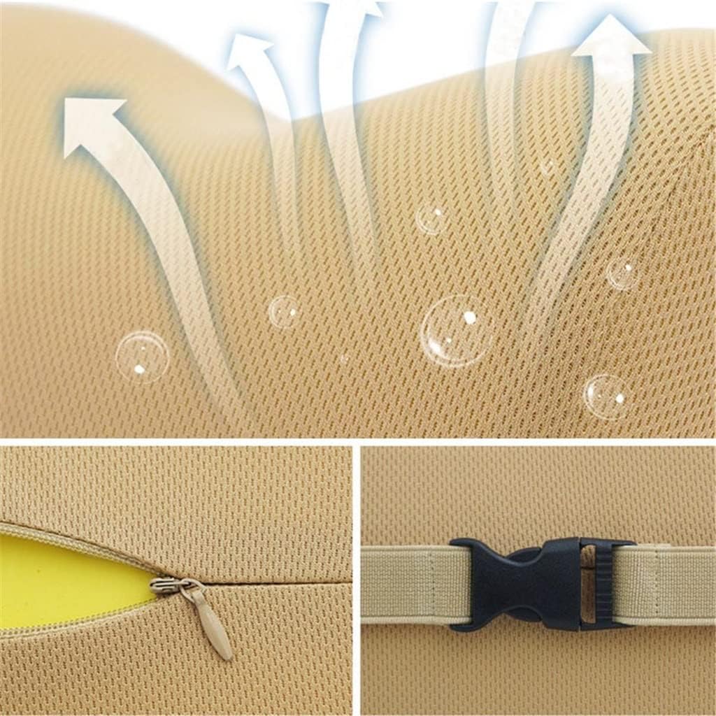 Car Headrest Neck Pillow for Seat Chair in Auto Memory Foam Cotton Cushion Fabric Cover Soft Rest Travel Support(Gray)